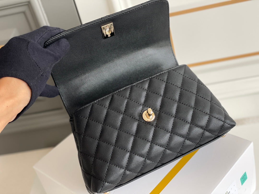 Chanel Coco Handle Black Bag Handle Flap Small/Mini Bag Black - 24x14x10cm