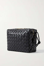 BOTTEGA VENETA Loop small intrecciato leather shoulder bag Black