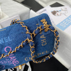 CHANEL  Small Flap Bag Blue Denim AS3134 - 23 x 14 x 8cm