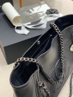 Chanel Soft Calfskin Shopping Bag Top Handle Black