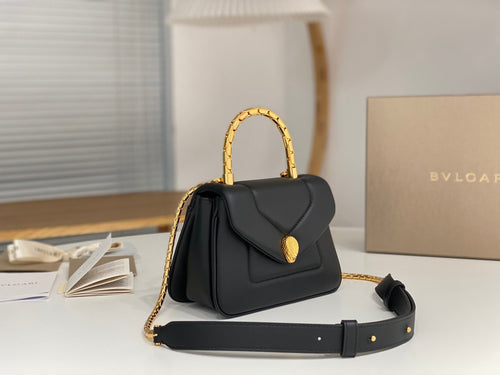 Bvlgari Serpenti Reverse Top Handle Black Bag - 22.5 X 15 X 7cm