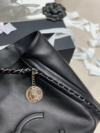 Chanel Soft Calfskin Shopping Bag Top Handle Black