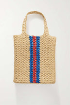 GUCCI Embellished leather-trimmed crocheted raffia tote