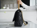 CHANEL 19BAG AS1162 black gold buckle large bag 25X36X11cm