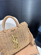 SAINT LAURENT YSL Vacation Woven Tote Bag 27x18cm