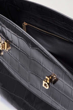 FERRAGAMO Hug large croc-effect leather shoulder bag