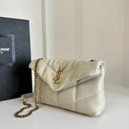 YSL  Loulou Puffer Toy Bag In Quilted Lambskin White Size 23x15.5x8.5