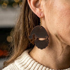 Handmade Leather Santa Claus Earrings, Festive Holiday Dangle Jewelry