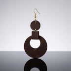 Handmade Genuine Cowhide Leather Geometric Drop Earrings – Minimalist Statement Jewelry