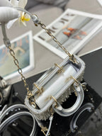 Dior LAdy D-Joy Silver-Tone Satin with Gradient Bead Embroidery - 16 x 9 x 5 cm