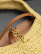 YSL Le 5 À 7 Mini In Raffia Beige - 19 X 11.5 X 4.5 CM